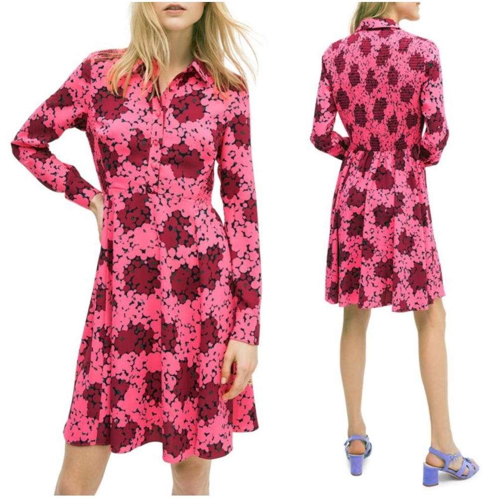 Kate Spade Floral Flare Shirtdress Rhubarb Jam Pink 14